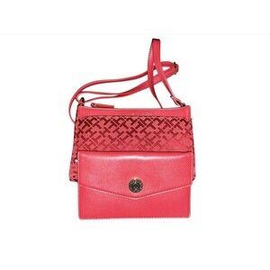 Red Tommy Hilfiger Purse Logo All-Over Red Purse Embroidered Logo